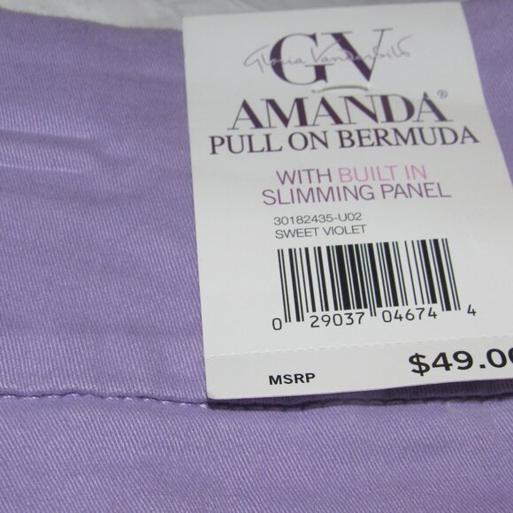 NWT GLORIA VANDERBILT Amanda Pull-On Bermuda Purple Shorts Size 18– Slimming - Picture 4 of 7